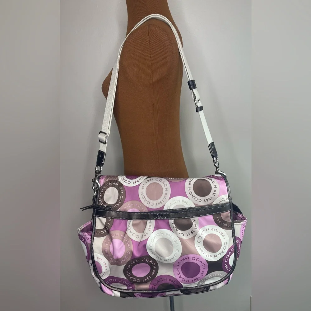 Coach Signature Snaphead Pink Multifunction (Diaper) Messenger Bag